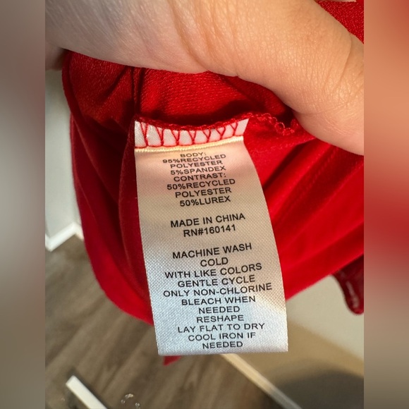 2/$20 89th & Madison Vivid Red Blouse with Sheer Sleeves - Picture 7 of 7